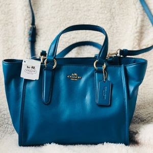NEW COACH CROSBY MINI CARRYALL LEATHER TEAL